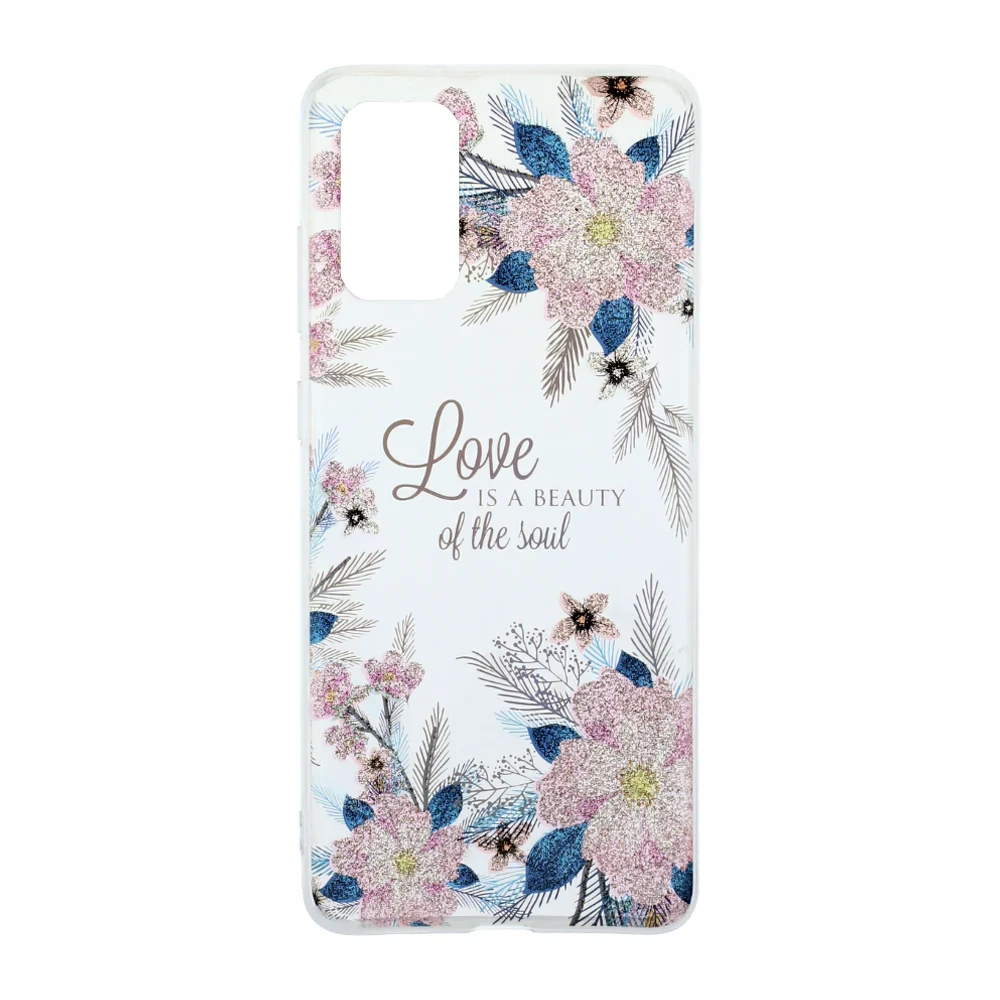 Husa Cover Silicon Fashion pentru Samsung Galaxy S20 Plus Transparent Flori Roz thumb