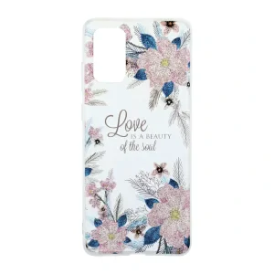 Husa Cover Silicon Fashion pentru Samsung Galaxy S20 Plus Transparent Flori Roz