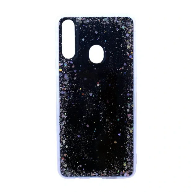 Husa Cover Silicon Brilliant Glitter pentru Samsung Galaxy A20s Negru