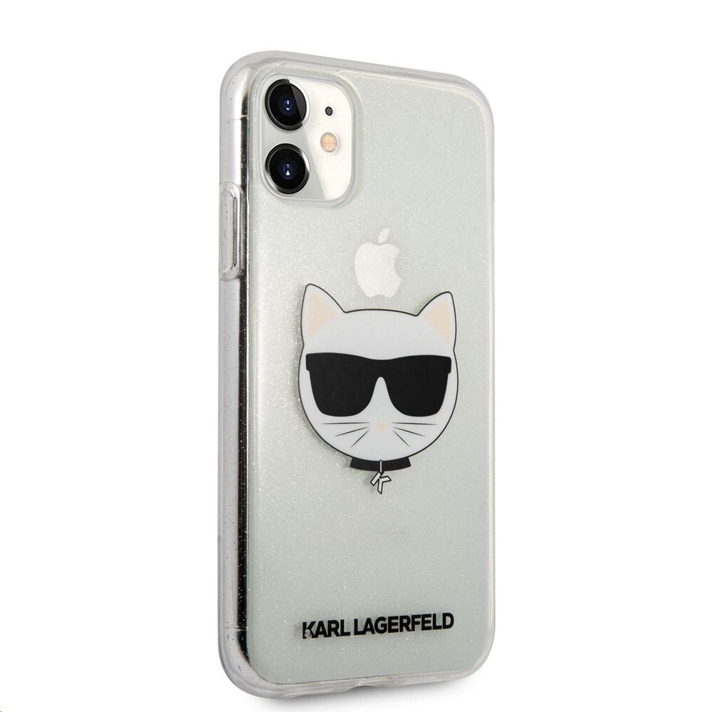 Husa Karl Lagerfeld Choupette Glitter pentru iPhone 11 Argintiu thumb