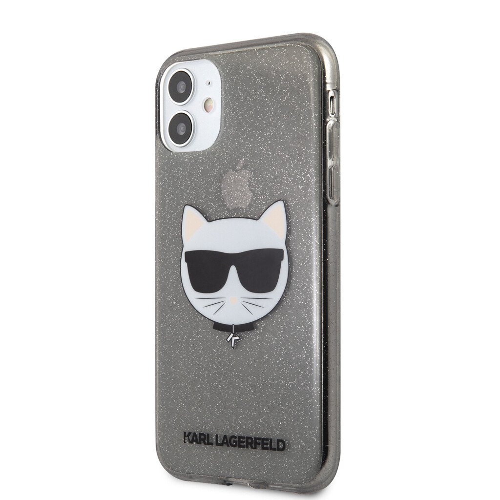 Husa Karl Lagerfeld Choupette Glitter pentru iPhone 11 Negru thumb