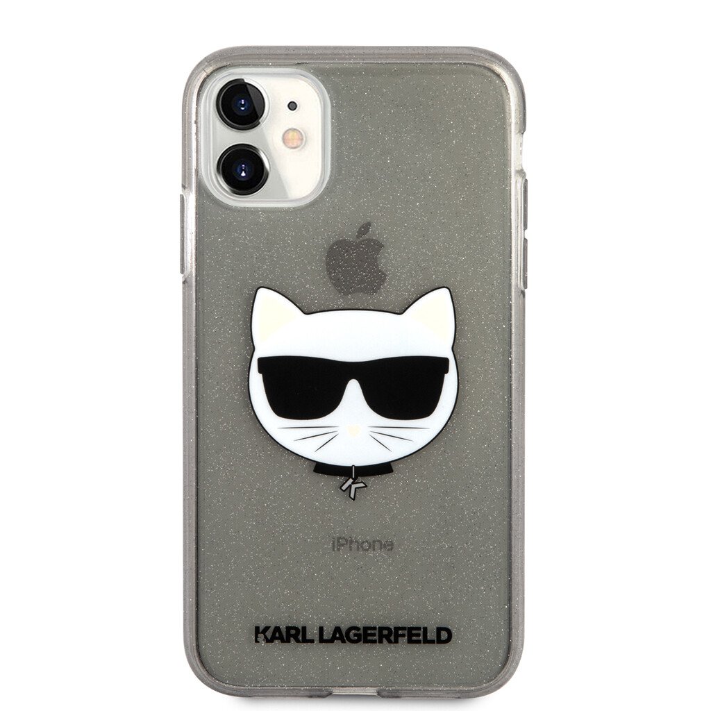 Husa Karl Lagerfeld Choupette Glitter pentru iPhone 11 Negru thumb