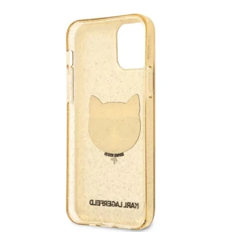 Husa Karl Lagerfeld Choupette Glitter pentru iPhone 12 mini Auriu