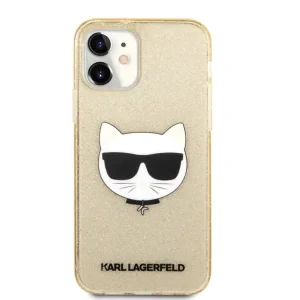 Husa Karl Lagerfeld Choupette Glitter pentru iPhone 12 mini Auriu