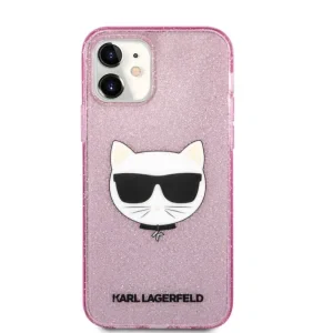 Husa Karl Lagerfeld Choupette Glitter pentru iPhone 12 mini Roz