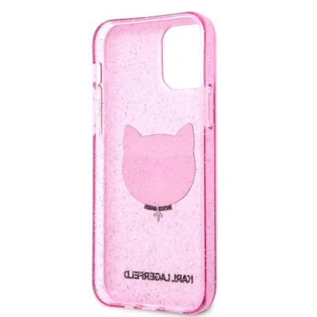 Husa Karl Lagerfeld Choupette Glitter pentru iPhone 12 mini Roz