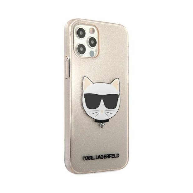 Husa Karl Lagerfeld Choupette Glitter pentru iPhone 12 Pro Max Auriu