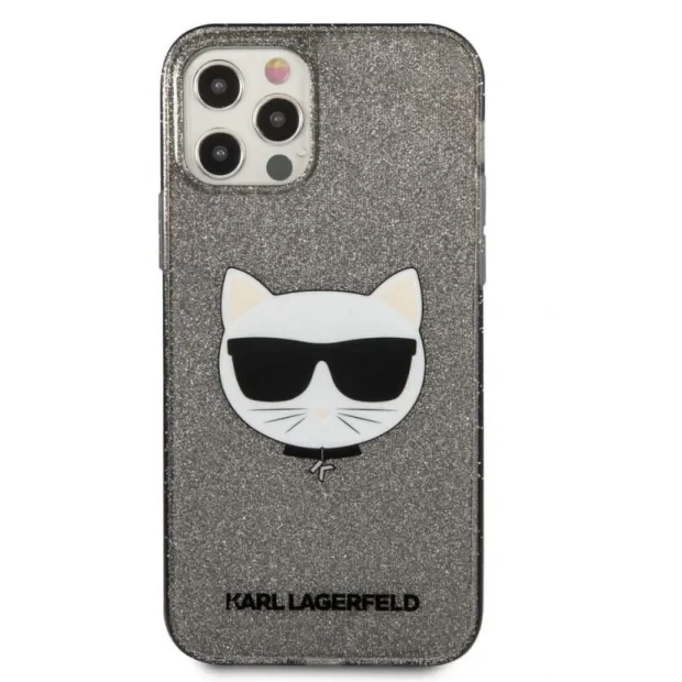 Husa Karl Lagerfeld Choupette Glitter pentru iPhone 12 Pro Max Negru