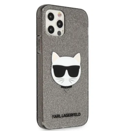 Husa Karl Lagerfeld Choupette Glitter pentru iPhone 12 Pro Max Negru