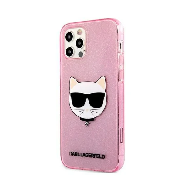 Husa Karl Lagerfeld Choupette Glitter pentru iPhone 12 Pro Max Roz