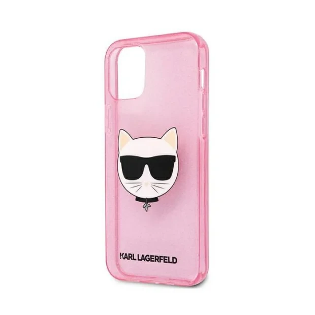 Husa Karl Lagerfeld Choupette Glitter pentru iPhone 12 Pro Max Roz