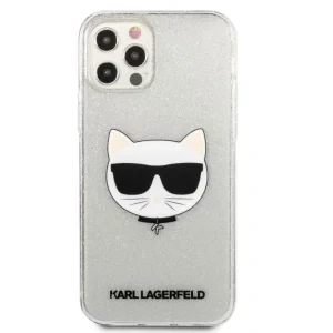 Husa Karl Lagerfeld Choupette Glitter pentru iPhone 12/iPhone 12 Pro Argintiu