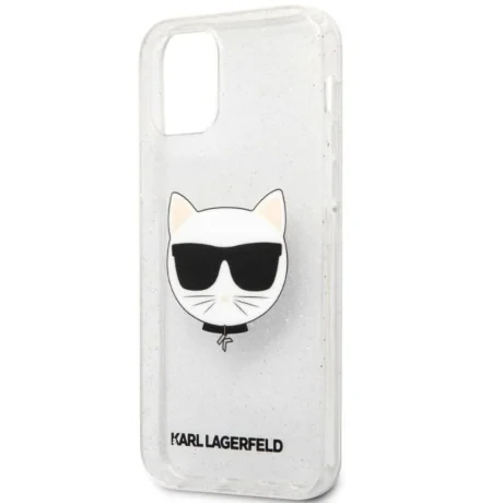 Husa Karl Lagerfeld Choupette Glitter pentru iPhone 12/iPhone 12 Pro Argintiu