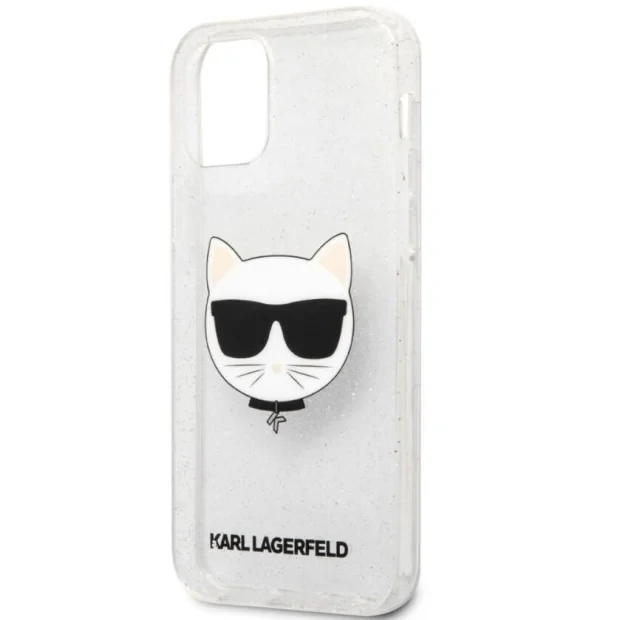 Husa Karl Lagerfeld Choupette Glitter pentru iPhone 12/iPhone 12 Pro Argintiu