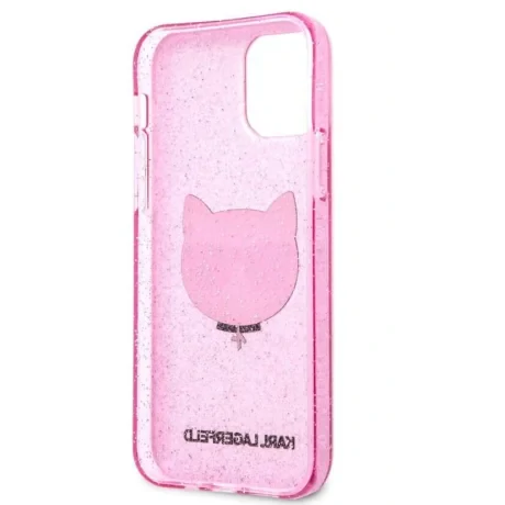 Husa Karl Lagerfeld Choupette Glitter pentru iPhone 12/iPhone 12 Pro Roz