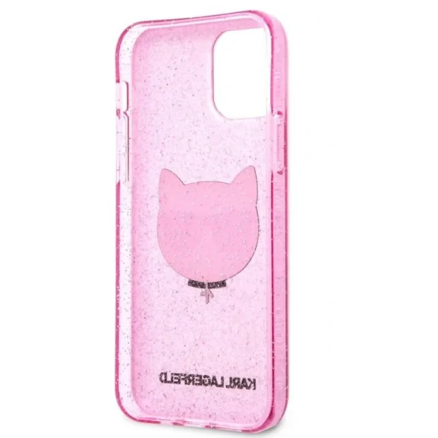 Husa Karl Lagerfeld Choupette Glitter pentru iPhone 12/iPhone 12 Pro Roz