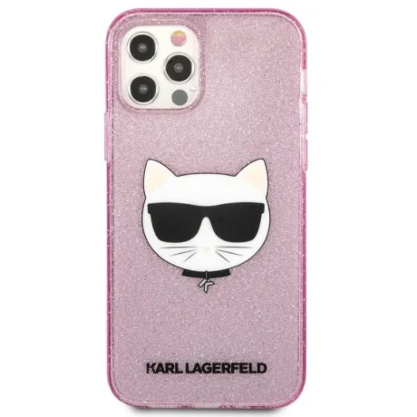 Husa Karl Lagerfeld Choupette Glitter pentru iPhone 12/iPhone 12 Pro Roz