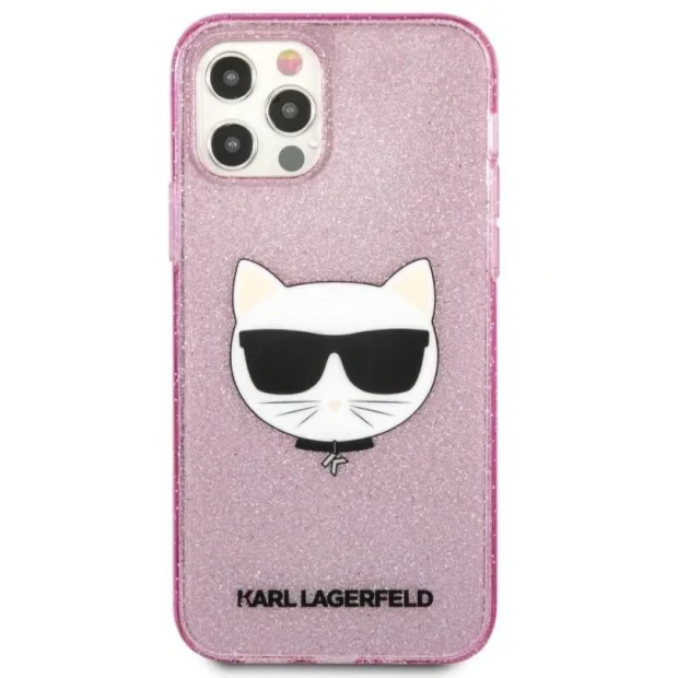 Husa Karl Lagerfeld Choupette Glitter pentru iPhone 12/iPhone 12 Pro Roz