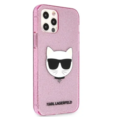 Husa Karl Lagerfeld Choupette Glitter pentru iPhone 12/iPhone 12 Pro Roz