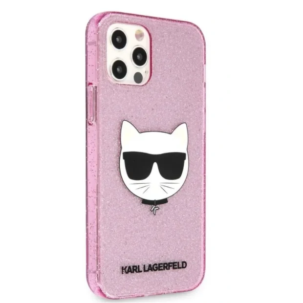 Husa Karl Lagerfeld Choupette Glitter pentru iPhone 12/iPhone 12 Pro Roz