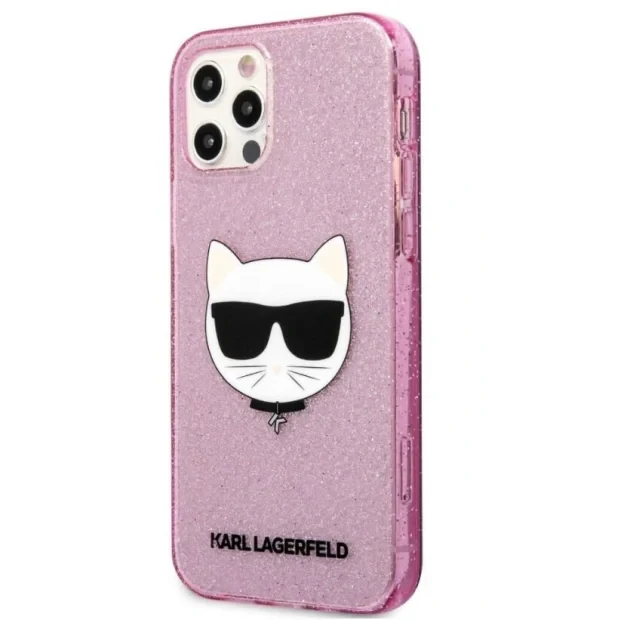 Husa Karl Lagerfeld Choupette Glitter pentru iPhone 12/iPhone 12 Pro Roz