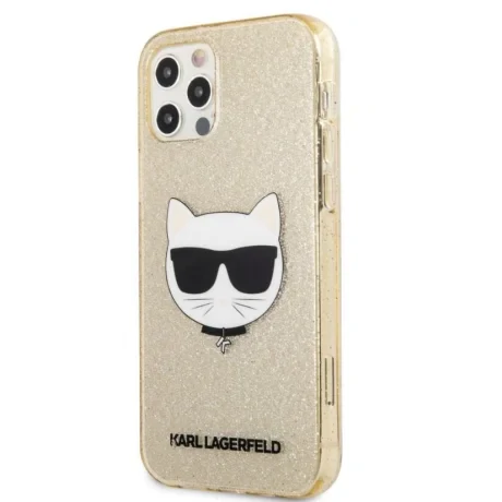 Husa Karl Lagerfeld Choupette Glitter pentru iPhone 12/iPhone 12 Pro Auriu