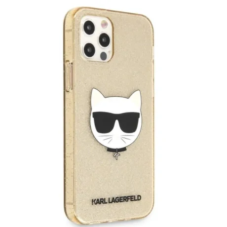 Husa Karl Lagerfeld Choupette Glitter pentru iPhone 12/iPhone 12 Pro Auriu