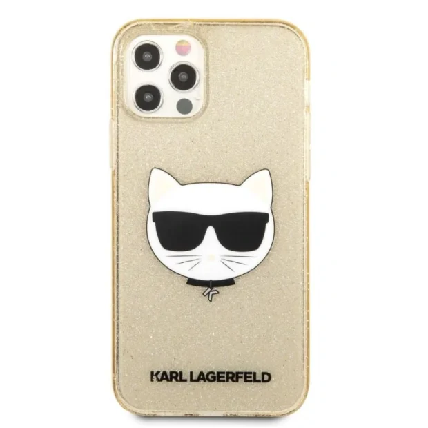 Husa Karl Lagerfeld Choupette Glitter pentru iPhone 12/iPhone 12 Pro Auriu