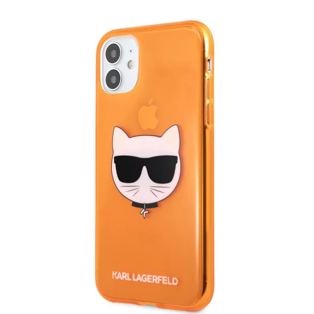 Husa Karl Lagerfeld Choupette Head pentru iPhone 11 Portocaliu