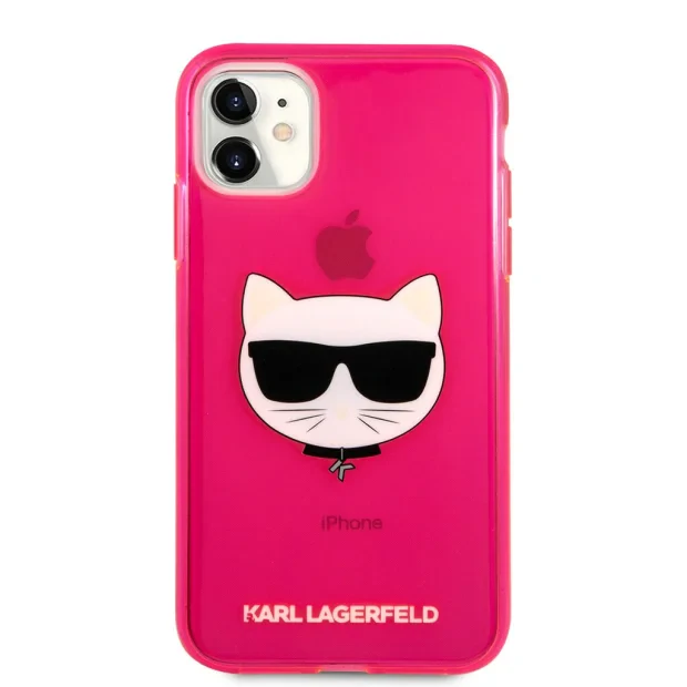 Husa Karl Lagerfeld Choupette Head pentru iPhone 11 Roz