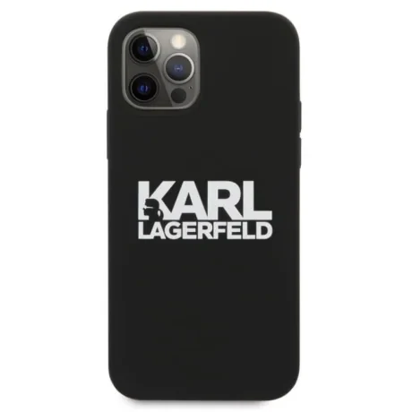 Husa Karl Lagerfeld Stack White Logo pentru iPhone 12 mini Negru