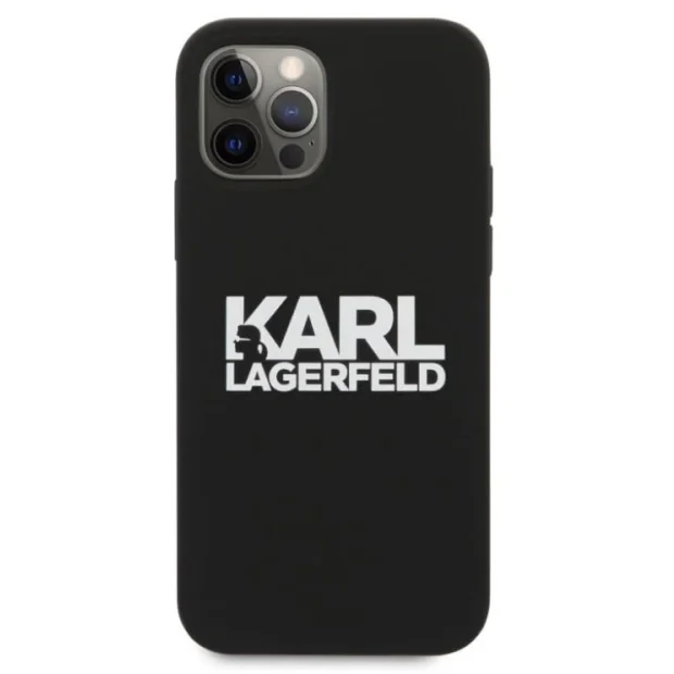 Husa Karl Lagerfeld Stack White Logo pentru iPhone 12 mini Negru