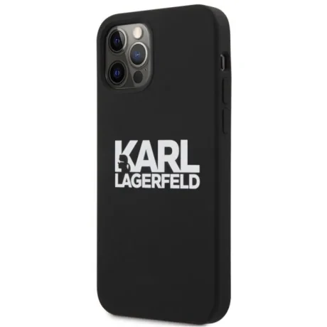Husa Karl Lagerfeld Stack White Logo pentru iPhone 12 mini Negru