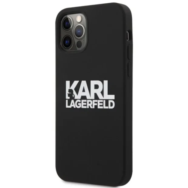 Husa Karl Lagerfeld Stack White Logo pentru iPhone 12 mini Negru