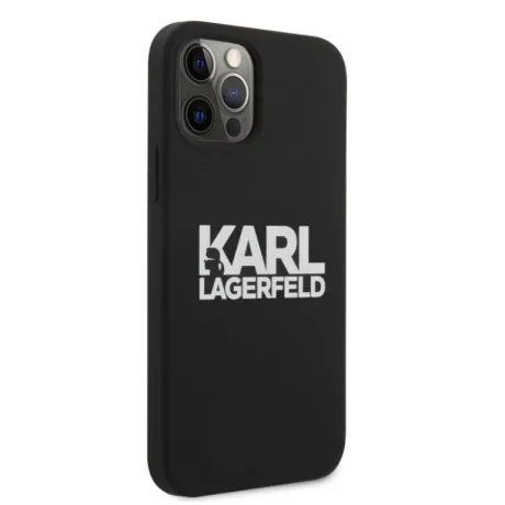 Husa Karl Lagerfeld Stack White Logo pentru iPhone 12 mini Negru