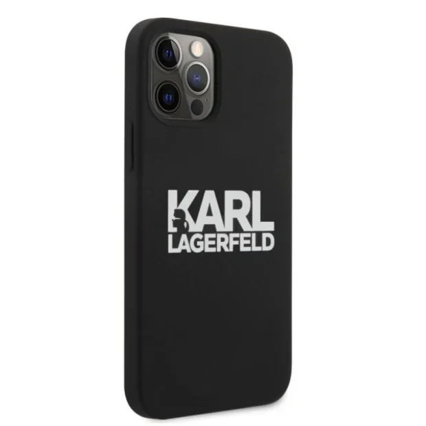 Husa Karl Lagerfeld Stack White Logo pentru iPhone 12 mini Negru