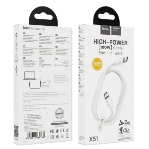 Cablu Date Type C to Type C Hoco X51 High Power 2m Alb