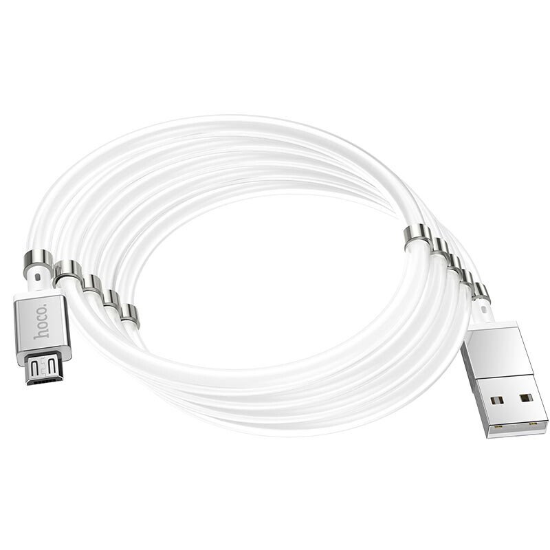 Cablu Date Hoco U91 USB to MicroUSB Magnetic 1.2m Alb thumb