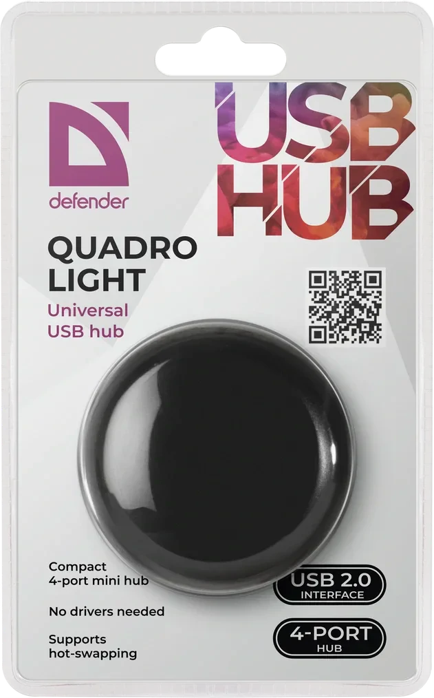 Hub Defender Quatro Light 4xUSB 2.0 Negru