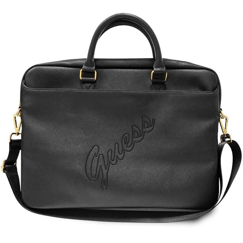 Geanta Laptop Guess PU Saffiano Vintage Script 15/16 Black thumb