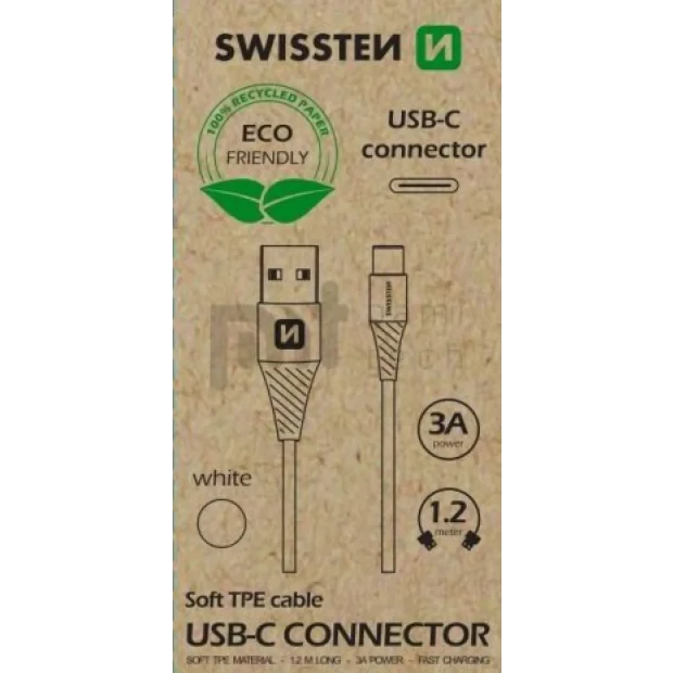 Cablu Date Swissten Arcade USB to Type-C 1.2 Alb (Ambalaj Eco)