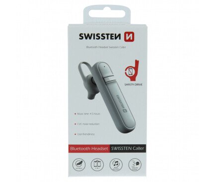 Casca Bluetooth Swissten Caller BT 5.0 Alb thumb