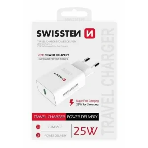 Incarcator Retea Swissten pentru iPhone si Samsung 25W Alb
