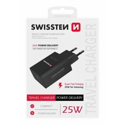 Incarcator Retea Swissten pentru iPhone si Samsung 25W Negru thumb