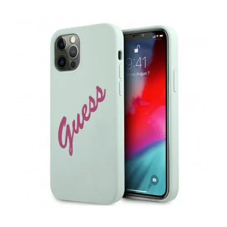 Husa Cover Guess Silicone pentru iPhone 12 Pro Max Vintage Script Green GUHCP12LLSVSBF Mint