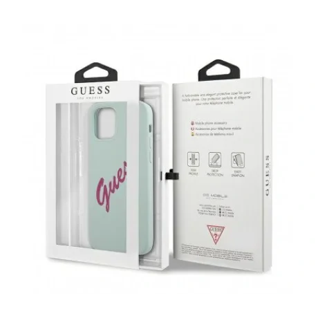 Husa Cover Guess Silicone pentru iPhone 12 Pro Max Vintage Script Green GUHCP12LLSVSBF Mint