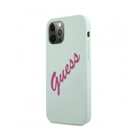 Husa Cover Guess Silicone pentru iPhone 12 Pro Max Vintage Script Green GUHCP12LLSVSBF Mint