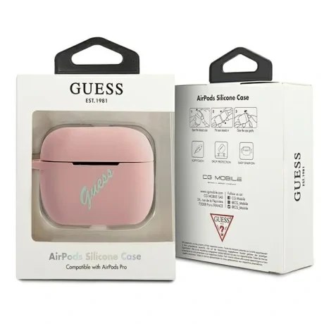 Husa Airpods Guess Vintage GUACAPLSVSPG pentru Airpods Pro Pink