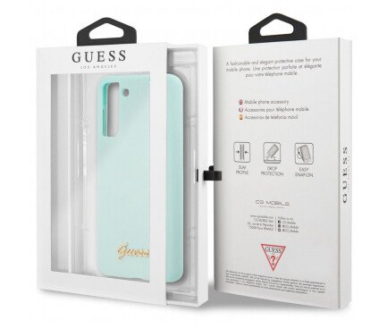 Husa Cover Guess Silicone Metal Logo pentru Samsung Galaxy S21 Plus GUHCS2MLSLMGLB Mint thumb