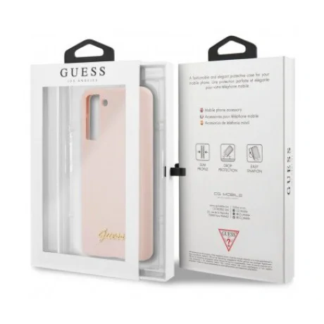 Husa Cover Guess Silicone Metal Logo pentru Samsung Galaxy S21 Plus GUHCS2MLSLMGLP Pink